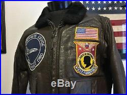 Genuine Us Navy G-1 Leather Flight Jacket Sz 40 Aircraft Carrier Uss Forrestal