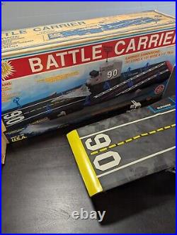 Giant Battle Aircraft Carrier Vintage Processed Plastic Toy With Box