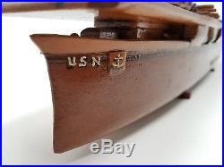 Hand Carved Wood Aircraft Carrier USS Lexington w Biplanes- Sunk WWII Folk Art