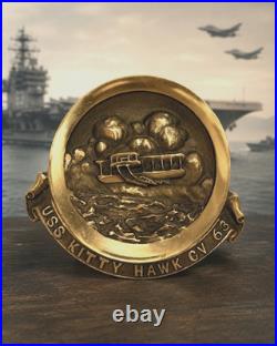 Heavy Cast Bronze USS Kitty Hawk CVA-63 US Navy Aircraft Carrier Plaque