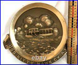 Heavy Cast Bronze USS Kitty Hawk CVA-63 US Navy Aircraft Carrier Plaque