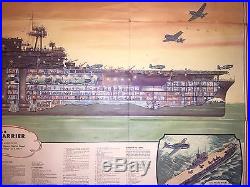 JIM RAY POSTER American Aircraft Carrier 52 X 36 Inch Fold Out Color WW II