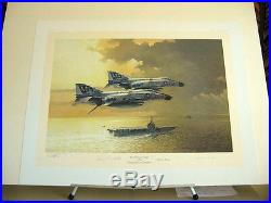 Jolly Rogers F-4 Phantom Aircraft Carrier Marion Carl Aces Signed Aviation Art