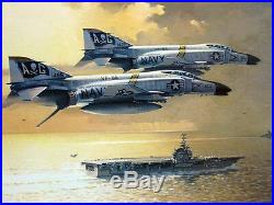 Jolly Rogers F-4 Phantom Aircraft Carrier Marion Carl Aces Signed Aviation Art