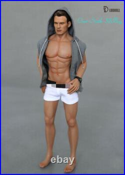 LD Doll 32cm Strong Man Body Seamless Muscle Male Figure Doll Dark Suntan Skin