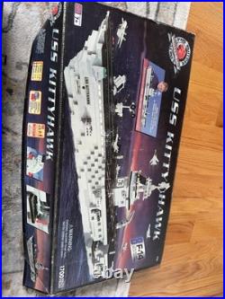 Mega Bloks USS Kittyhawk Pro Builder Aircraft Carrier 9780 F-14 Jets 95% Complet