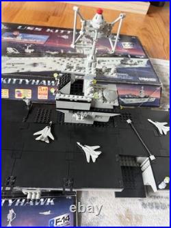 Mega Bloks USS Kittyhawk Pro Builder Aircraft Carrier 9780 F-14 Jets 95% Complet