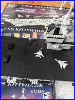 Mega Bloks USS Kittyhawk Pro Builder Aircraft Carrier 9780 F-14 Jets 95% Complet