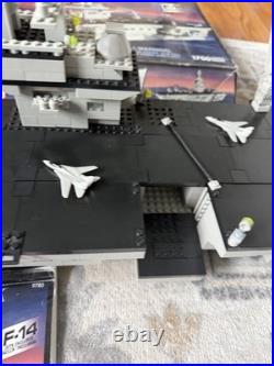 Mega Bloks USS Kittyhawk Pro Builder Aircraft Carrier 9780 F-14 Jets 95% Complet