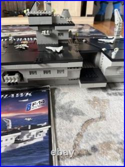 Mega Bloks USS Kittyhawk Pro Builder Aircraft Carrier 9780 F-14 Jets 95% Complet
