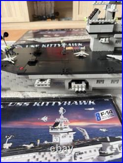 Mega Bloks USS Kittyhawk Pro Builder Aircraft Carrier 9780 F-14 Jets 95% Complet