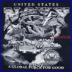 Military US Navy T-Shirt Aircraft Carrier FA-18 Global Force Kicking Ass BABA