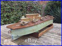 Model boat. Aircraft carrier, early 20th century c1928, working clockwork motors