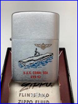 NAVY U. S. S. S CORAL SEA CVA-43 Aircraft Carrier Town & Country Zippo 1959 MIB