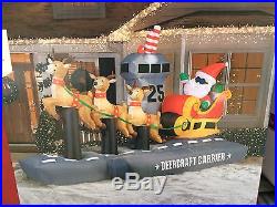 New Gemmy Lighted 13 Ft Santa Sleigh Aircraft Carrier Airblown Inflatable