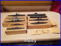 NINE Vintage Superior Model Ships US Battleship, Aircraft Carriers 1/1200 Scale