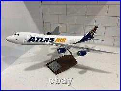 PAC MIN Solid Resin Atlas Air Boeing 747-8F 1/144 Model with Stand