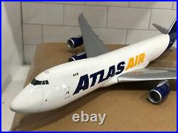 PAC MIN Solid Resin Atlas Air Boeing 747-8F 1/144 Model with Stand