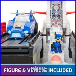 Paw Patrol Aircraft Carrier HQ with Chase Action Figure and Mighty Pups Cruiser