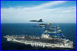 Poster, Many Sizes Blue Angels Over Aircraft Carrier Uss George H. W. Bush Cvn