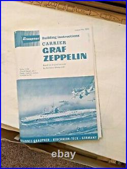 Rare 1959 Graupner 1/250 42 Balsa GRAF ZEPPELIN Aircraft Carrier Model Kit