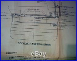 Rare Hms Eagle / Audacious Aircraft Carrier Wooden Cased Plans Drawings On Cloth