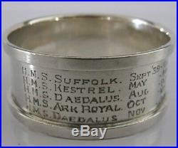 Rare Silver Royal Navy Pilot Napkin Ring Wwii Aircraft Carriers 1933 Military