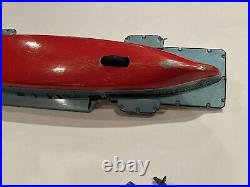 Rare Tin Toy SARATOGA # 60 US NAVY AIRCRAFT CARRIER Friction JAPAN ORIGINAL BOX