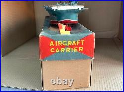 Rare Vintage Tinplate Marusan Aircraft Carrier Japan Boxed