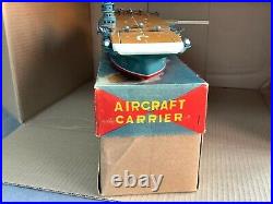 Rare Vintage Tinplate Marusan Aircraft Carrier Japan Boxed