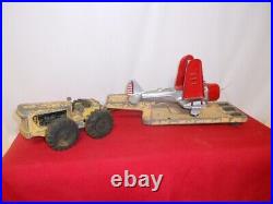 Rare hubley aircraft carrier with red and silver plane