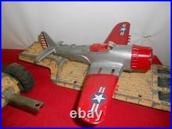 Rare hubley aircraft carrier with red and silver plane