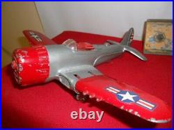 Rare hubley aircraft carrier with red and silver plane