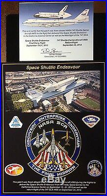 Sts Endeavour Flown Patch Carried Aboard 747 Shuttle Carrier Aircraft 905 To Ca