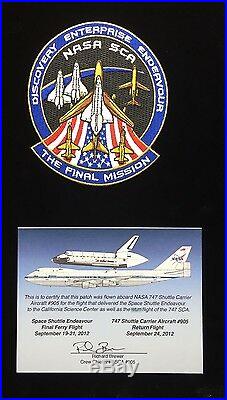 Sts Endeavour Flown Patch Carried Aboard 747 Shuttle Carrier Aircraft 905 To Ca