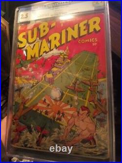 Sub-Mariner Comics #8 CGC 2.5 Rare Schomburg Japanese Aircraft Carrier War Cover