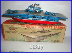 Tin Friction Aircraft Carrier with Helicopter with turning propeller's(VFW Box)