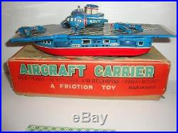 Tin Friction Aircraft Carrier with Helicopter with turning propeller's(VFW Box)