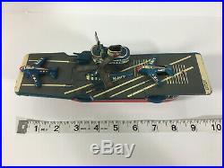 Tin Litho FRICTION AMERICAN Navy AIRCRAFT CARRIER made NS Japan