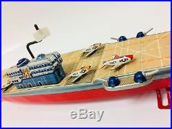 Tin of Aircraft Carrier Bandai Vintage Rare (1960 Year) Tin Toy Japan 15