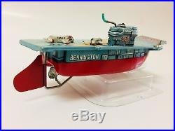 Tin of Aircraft Carrier Bandai Vintage Rare (1960 Year) Tin Toy Japan 7