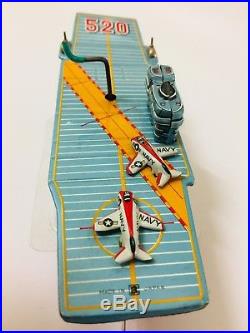 Tin of Aircraft Carrier Bandai Vintage Rare (1960 Year) Tin Toy Japan 7