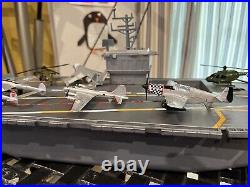 Toy Aircraft Carrier with Dye Cast Planes and Helicopters bundle