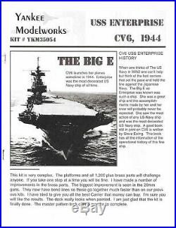 U. S. S. Enterprise 1350 CV-6 Aircraft Carrier, Yankee Modelworks Resin Ship Kit