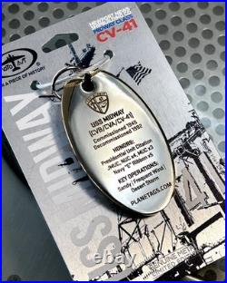 USN USS Midway CV-41 Aircraft Carrier Ship Bronze Propeller Plane Skin Bag Tag