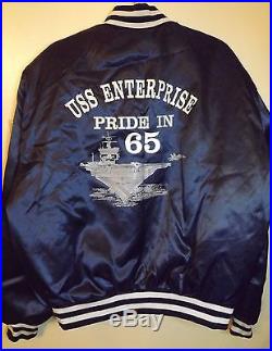 USS Enterprise Pride In 65' Vintage Satin Jacket Navy Aircraft Carrier Large