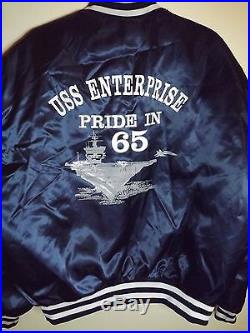 USS Enterprise Pride In 65' Vintage Satin Jacket Navy Aircraft Carrier Large