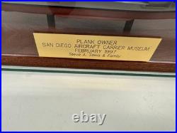 USS Midway CV-41 Aircraft Carrier Model 1997 Plank Owner Museum Display Case