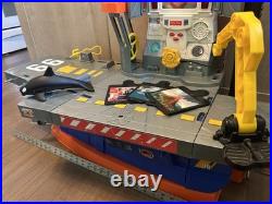 Used Fisher Price Rescue Heroes Aquatic Aircraft Carrier Command Center-Untested