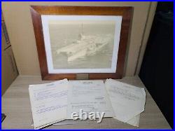 Uss Independence Photo Framed + Paperwork. Navy Aircraft Carrier. Plank Owner